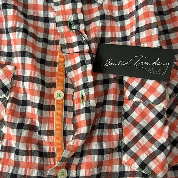Arnold Zimberg NWT gingham cotton blend button up shirt size XL - Picture 5 of 14